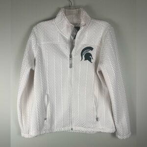 G-III Sports by Carl Banks White Sweater Jacket Zip Up Women's Large Spartans